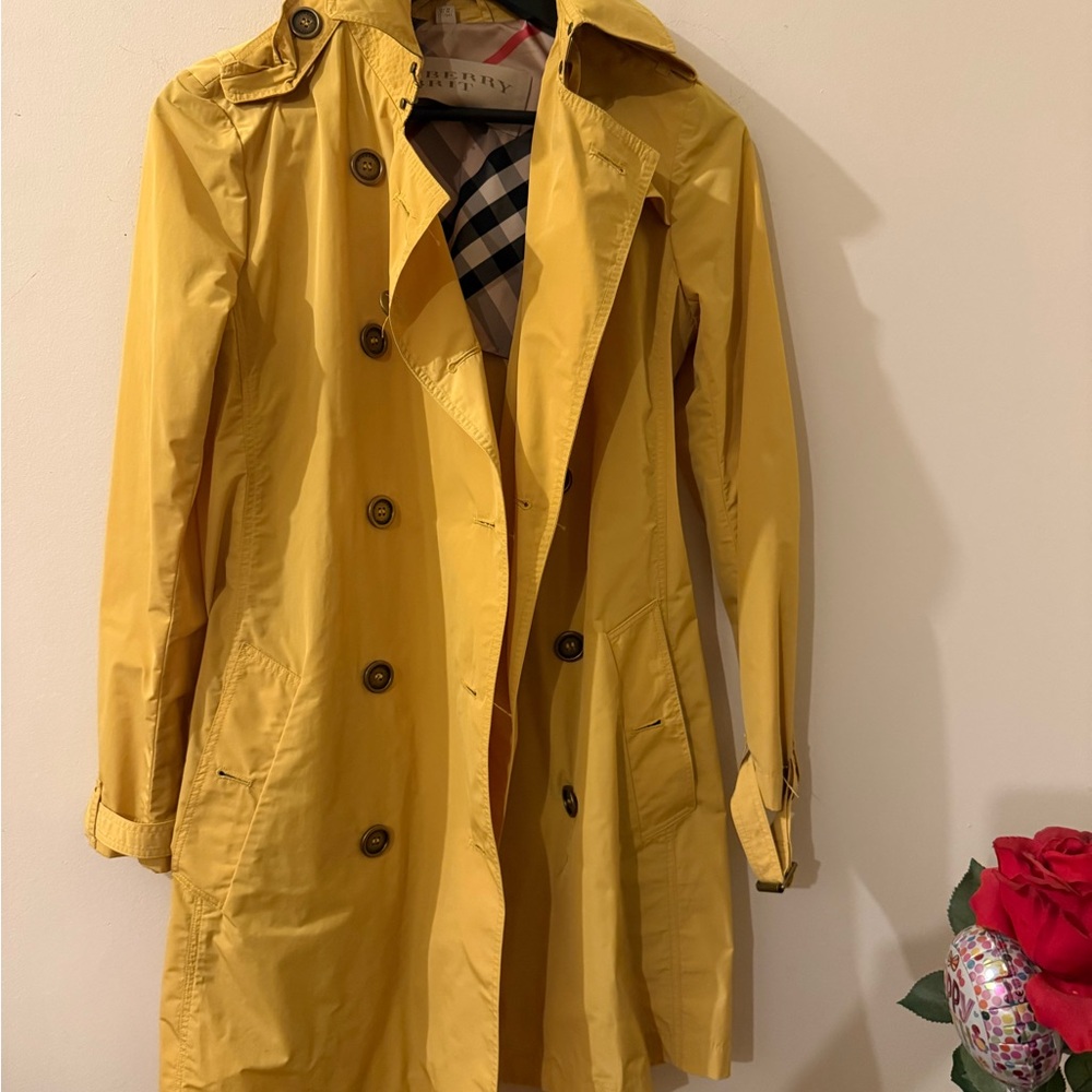 Burberry Yellow Double-Breasted Trench Coat